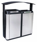 Tough Guy (2) 35 gal Rectangular Recycling Station, Metal, Silver - 416J44