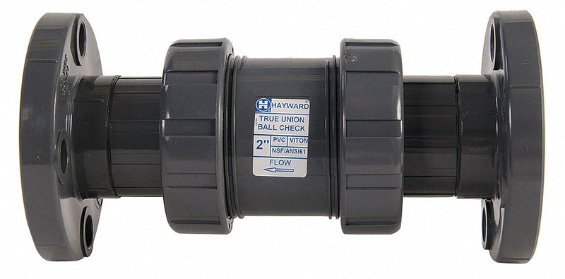 Hayward Check Valve, 4 in, Single, Inline True Union, PVC, Flange x Flange - TC1400F