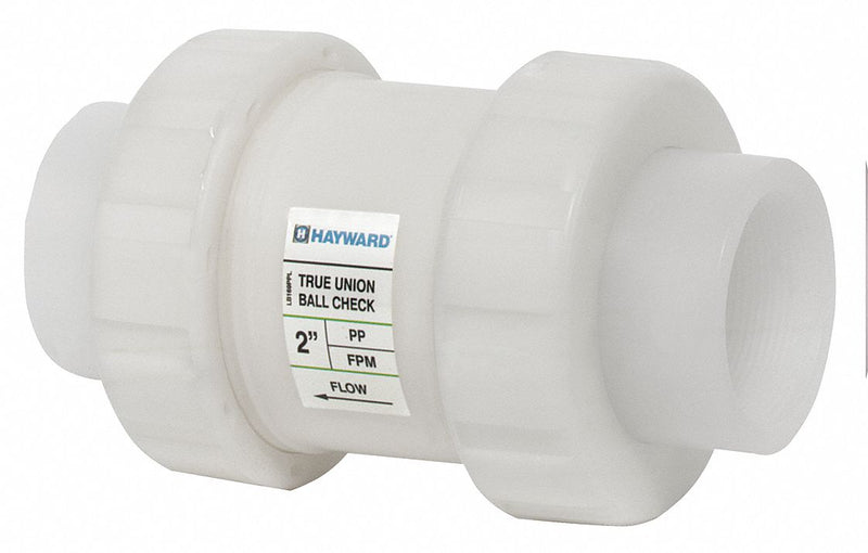 Hayward Check Valve, 1 1/2 in, Single, Inline True Union, Polypropylene, FNPT x FNPT - TC30150T