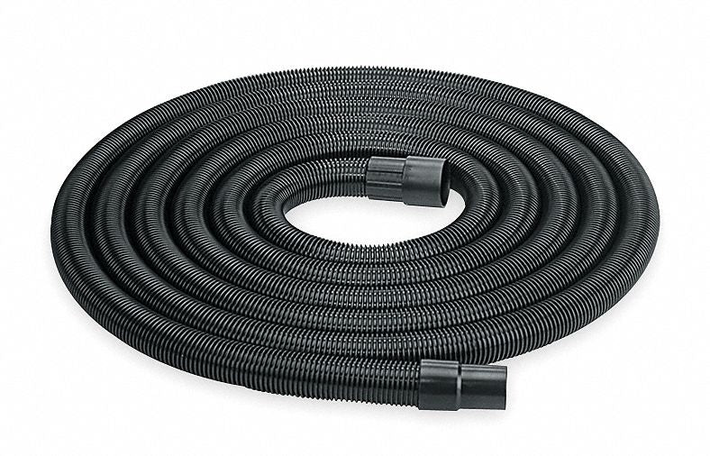 Dayton Crush-Resistant Vacuum Hose, 1 1/2 in Hose Dia., 25 ft Hose Length, Plastic, Black - 5AU41
