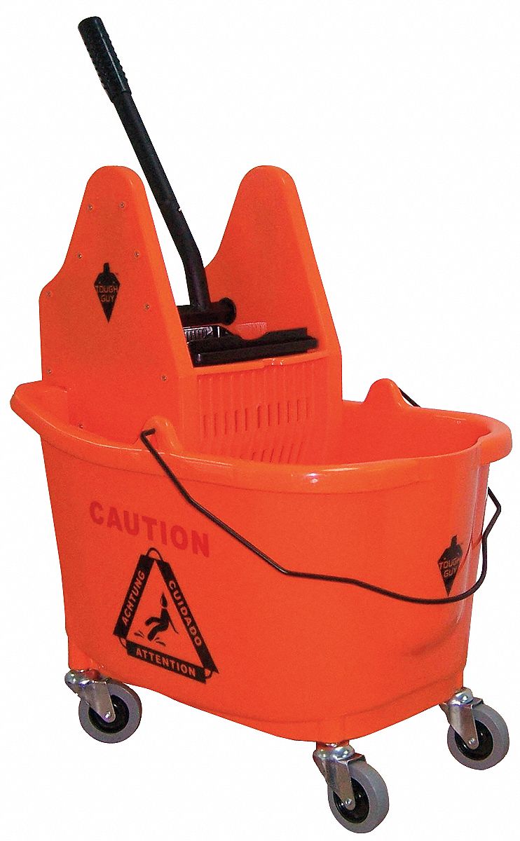 Tough Guy Orange Plastic Mop Bucket and Wringer, 8 3/4 gal - 5CJK5