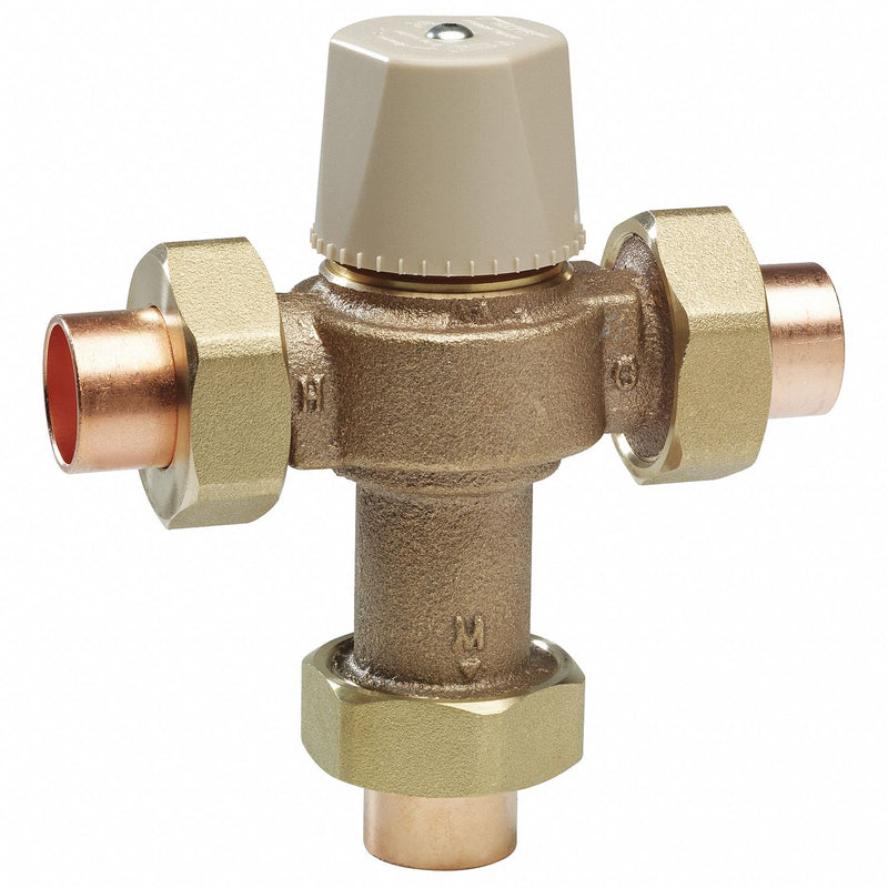 Watts 3/4 in Solder Inlet Type Mixing Valve, Brass, 0.5 to 20 gpm - 3/4 LF MMV-US