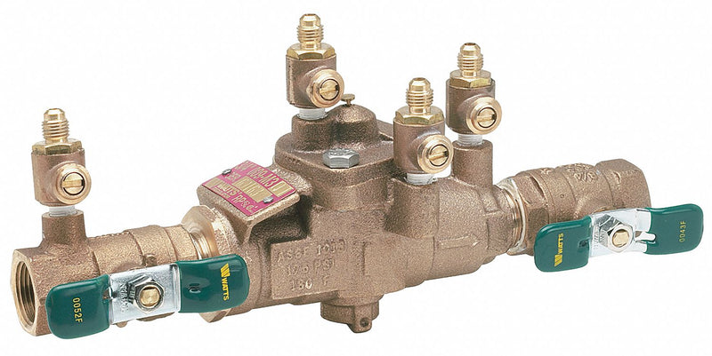 Watts Reduced Pressure Zone Backflow Preventer, Lead Free Brass, Watts 009 Series, IPS Connection - 3/4 LF 009QT