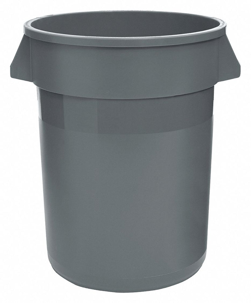 Tough Guy 44 gal Round Trash Can, Plastic, Gray - 5DMT9