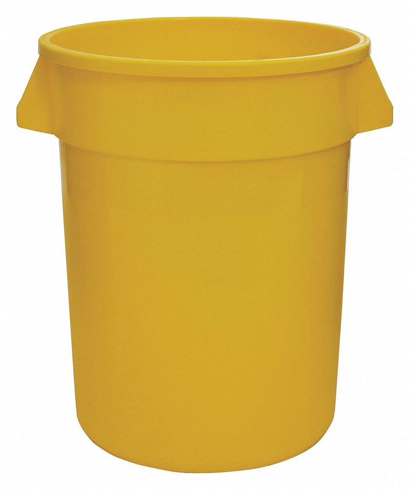 Tough Guy 32 gal Round Trash Can, Plastic, Yellow - 5DMT5