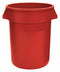 Tough Guy 44 gal Round Trash Can, Plastic, Red - 5DMU0