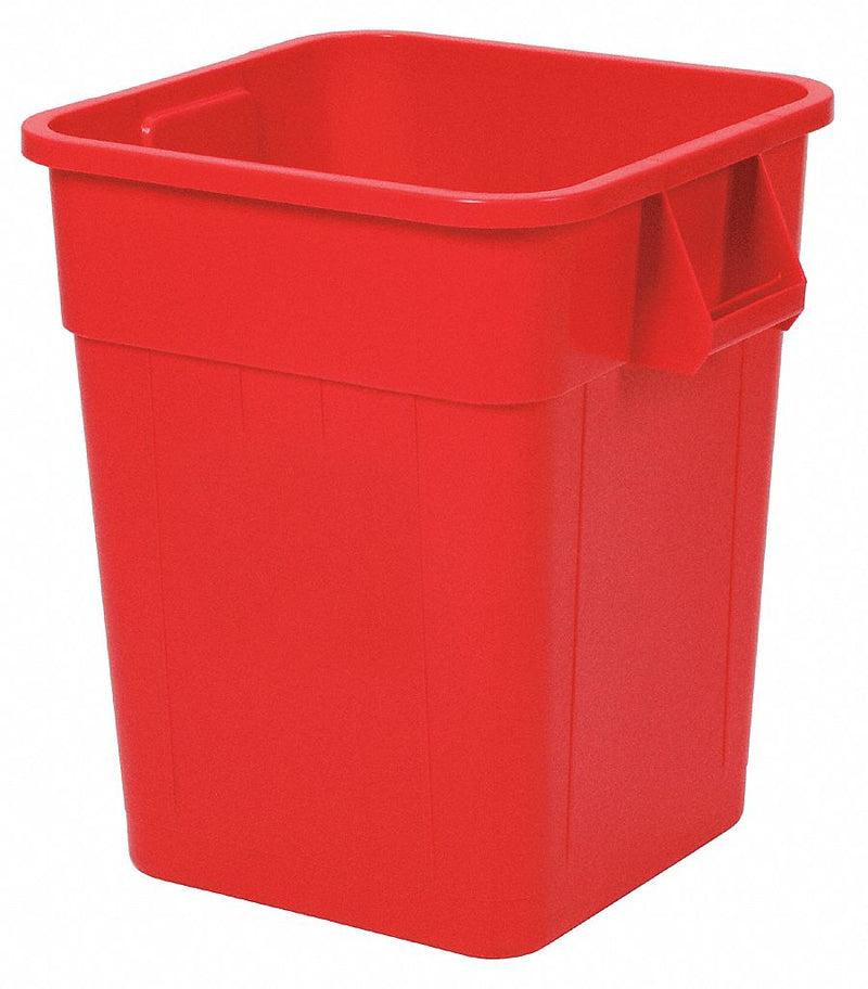 Tough Guy 32 gal Square Trash Can, Plastic, Red - 5DMV3