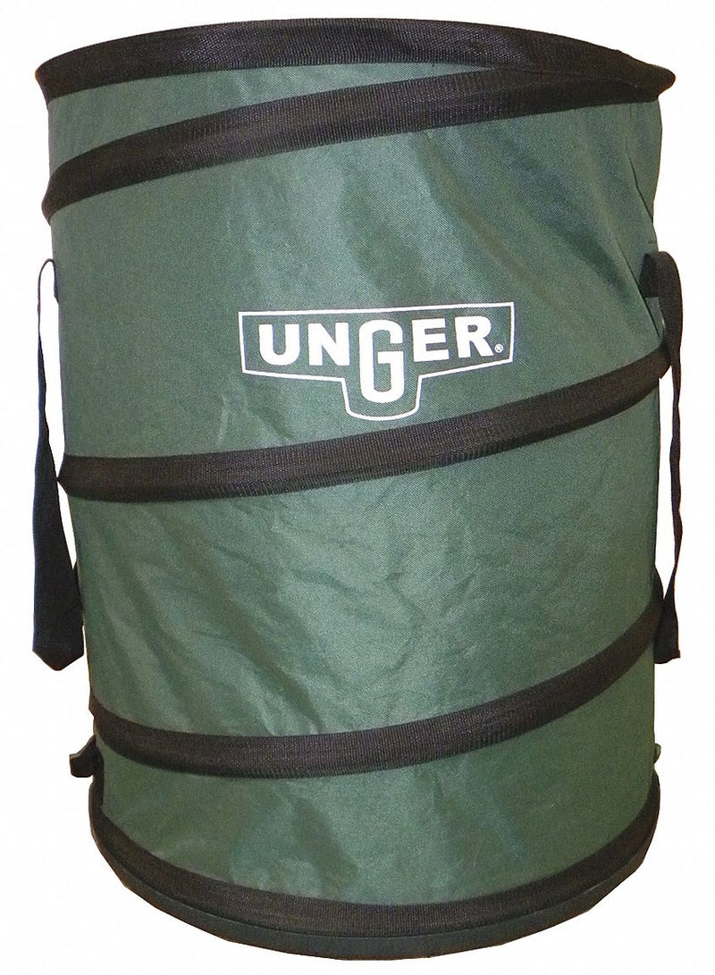 Unger Collapsible Litter Bag, 40 gal, Diameter 23 in, Height 27 in, Oxford Cloth, Green - NB300