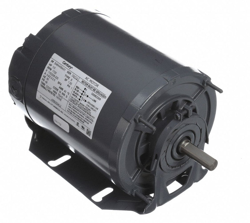 Century 1/3 HP Belt Drive Motor, Split-Phase, 1725 Nameplate RPM, 115/208-230 Voltage, Frame 48Y - ARB2034L2