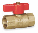 Nibco Gas Ball Valve, Brass, Inline, 2-Piece, Pipe Size 1/2 in, Connection Type FNPT x FNPT - GB1A
