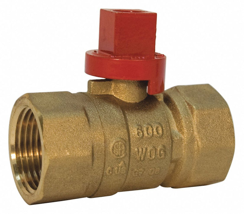 Nibco Gas Ball Valve, Brass, Inline, 2-Piece, Pipe Size 3/4 in, Connection Type FNPT x FNPT - GB2A