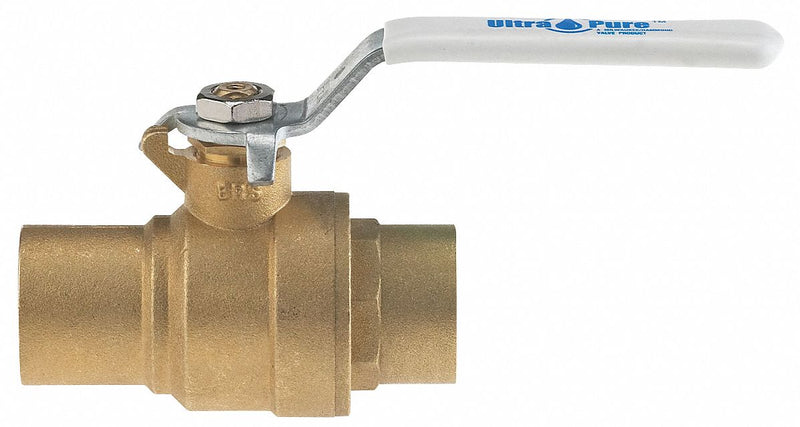 Milwaukee Valve Ball Valve, Lead-Free Brass, Inline, 2-Piece, Pipe Size 1 1/2 in, Connection Type Sweat x Sweat - UPBA485B 1 1/2