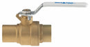 Milwaukee Valve Ball Valve, Lead-Free Brass, Inline, 2-Piece, Pipe Size 3/4 in, Connection Type Sweat x Sweat - UPBA485B 3/4