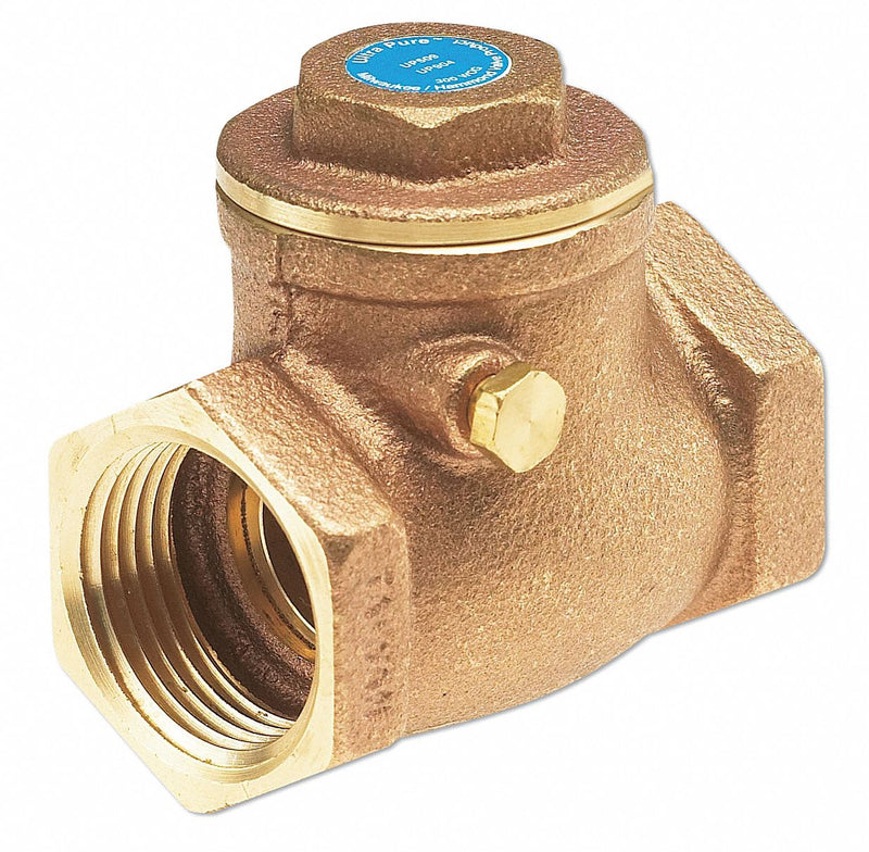 Milwaukee Valve Check Valve, 3/8 in, Single, Inline Swing, Bronze, FNPT x FNPT - UP509 3/8
