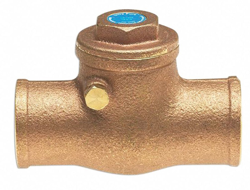 Milwaukee Valve Check Valve, 1/2 in, Single, Inline Swing, Bronze, Sweat x Sweat - UP1509 1/2
