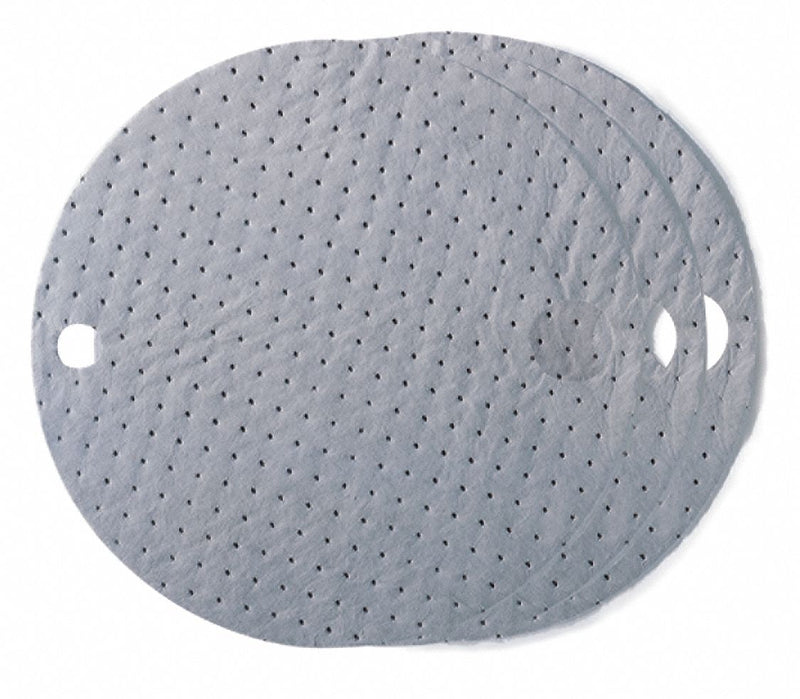 Brady 22 in dia Drum Top Absorbent Pad, Fluids Absorbed: Universal, Light, 6 gal, 25 PK - DTA25