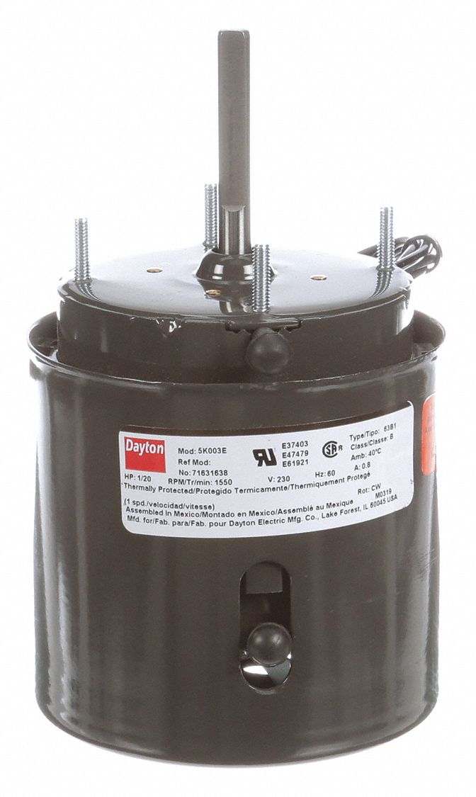 Dayton 1/20 HP, HVAC Motor, Shaded Pole, 1550 Nameplate RPM, 230 Voltage, Frame 3.3 - 71631638M