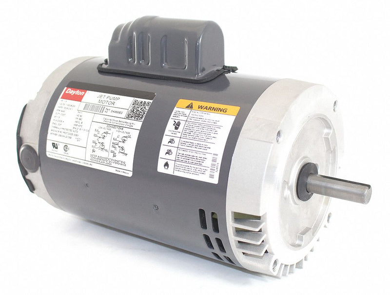 Dayton 1 1/2 HP Jet Pump Motor, Capacitor-Start, 3450 Nameplate RPM, 115/208-230 Voltage, 56C Frame - 5K469