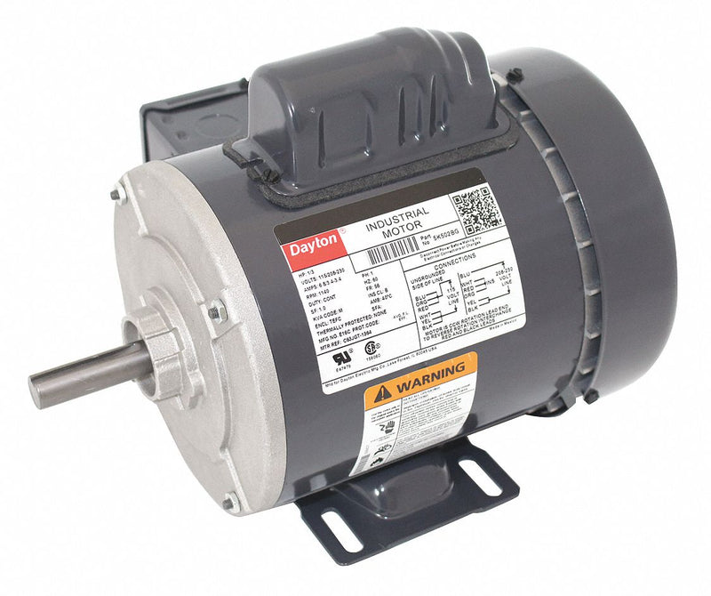 Dayton 1/3 HP, General Purpose Motor, Capacitor-Start, 1140 Nameplate RPM, 115/208-230 Voltage - 5K502BG