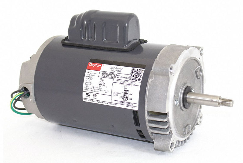 Dayton 1 HP Jet Pump Motor, Capacitor-Start, 3450 Nameplate RPM, 115/230 Voltage, 56J Frame - 5K662