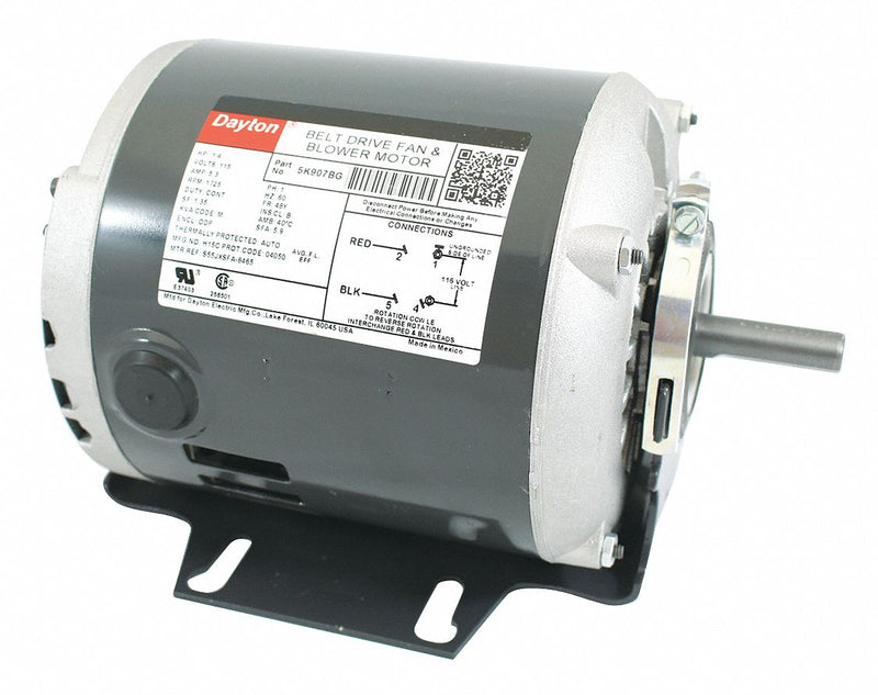 Dayton 1/4 HP Belt Drive Motor, Split-Phase, 1725 Nameplate RPM, 115 Voltage, Frame 48 - 5K907
