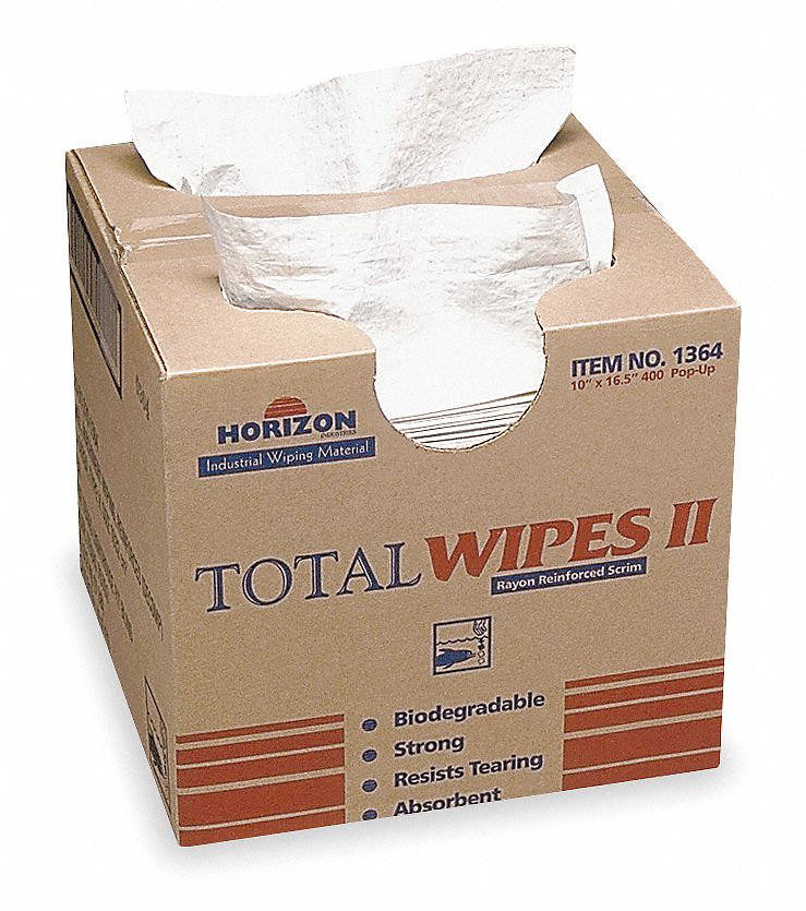 AbilityOne Dry Wipe, Ability One 1364, 10" x 16-1/2", Number of Sheets 400, White - 7920-01-370-1364