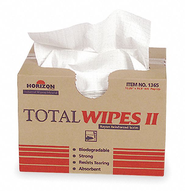 AbilityOne Dry Wipe, Ability One 1365, 13-1/4" x 16-1/2", Number of Sheets 400, White - 7920-01-370-1365