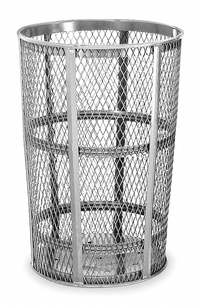 Rubbermaid 45 gal Round Trash Can, Metal, Gray - FGSBR52