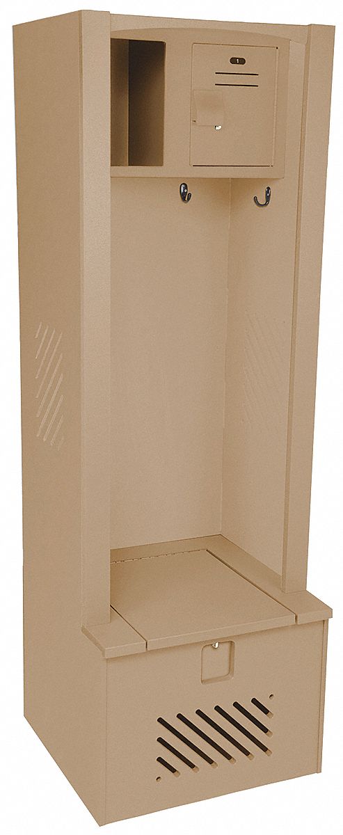 Bradley Beige HDPE Gear Locker, Assembled, (1) Tier, (1) Wide, Opening Width: 31 in - LK362472GHM-202