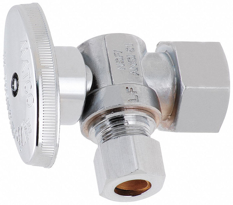 Top Brand Chrome Plated Quarter-Turn Supply Stop, FNPT Inlet Type, 125 psi - 26-1001LF