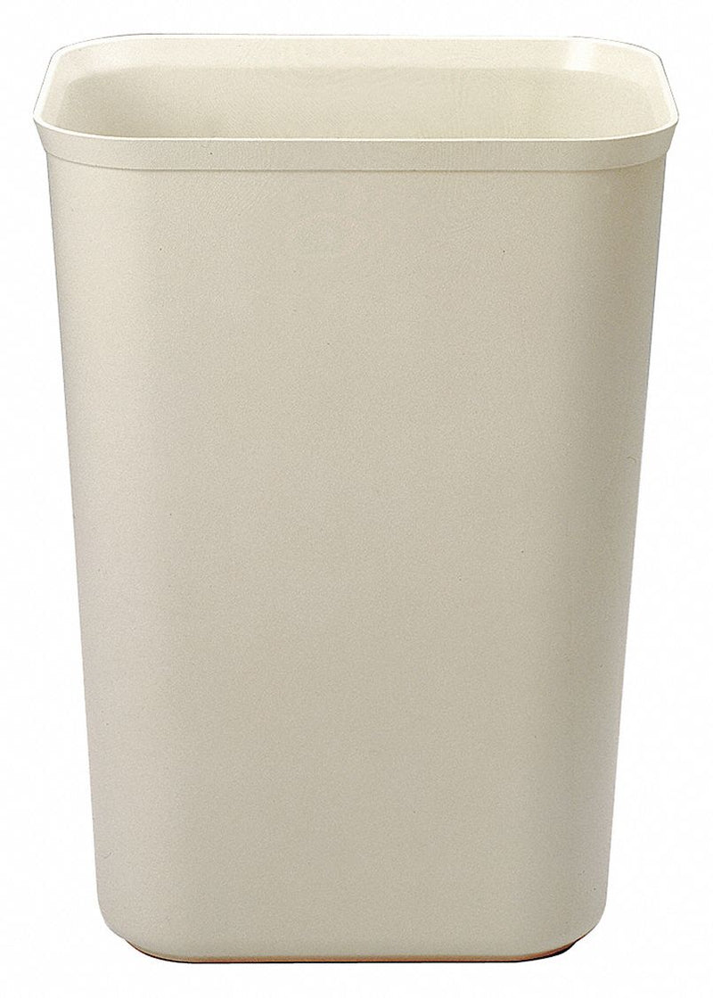 Rubbermaid 10 gal Rectangular Fire-Resistant Wastebasket, Plastic, Beige - FG254400BEIG