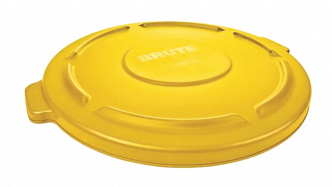 Rubbermaid BRUTE Series, Trash Can Top, Round, Flat, 20 gal, Yellow - FG261960YEL