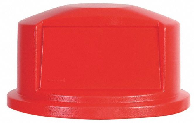 Rubbermaid BRUTE Series, Trash Can Top, Round, Dome with Push Door, 32 gal, Red - FG263788RED