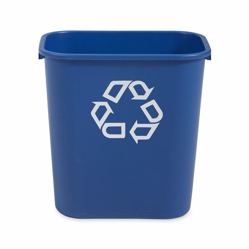 Rubbermaid 7 gal Rectangular Recycling Wastebasket, Plastic, Blue - FG295673BLUE