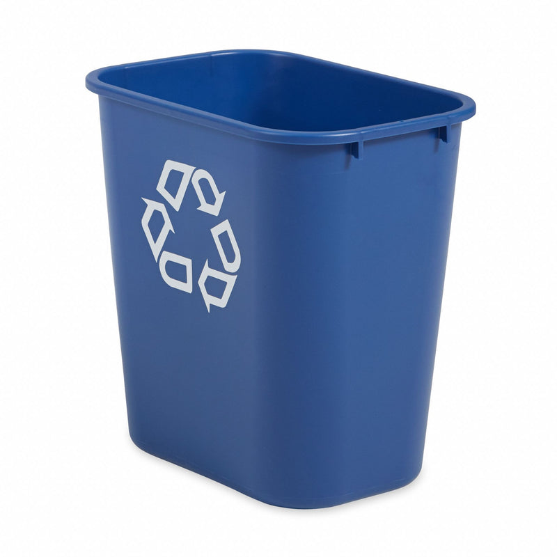 Rubbermaid 7 gal Rectangular Recycling Wastebasket, Plastic, Blue - FG295673BLUE