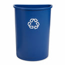Rubbermaid 21 gal Half-Round Recycling Can, Plastic, Blue - FG352073BLUE