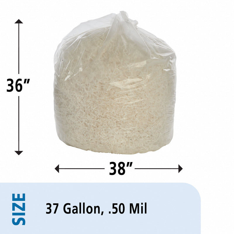 AbilityOne Trash Bag, 37 gal., LLDPE, Flat Pack, Clear, PK 100 - 8105-00-579-8451