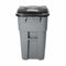 Rubbermaid 50 gal Rectangular Rollout Trash Can, Plastic, Gray - FG9W2700GRAY
