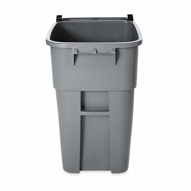 Rubbermaid 50 gal Rectangular Rollout Trash Can, Plastic, Gray - FG9W2700GRAY