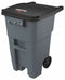Rubbermaid 50 gal Rectangular Rollout Trash Can, Plastic, Gray - FG9W2700GRAY