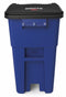 Rubbermaid 50 gal Rectangular Rollout Trash Can, Plastic, Blue - FG9W2700BLUE