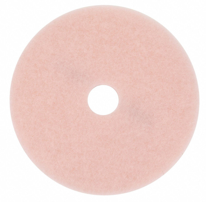 3M 27 in Non-Woven Polyester Fiber Round Burnishing Pad, 1500 to 3000 rpm, Pink, 5 PK - 3600