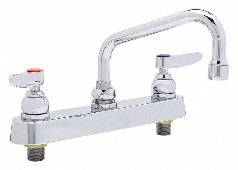 T&S Brass Low Arc Laundry Sink Faucet, Lever Faucet Handle Type, 2.2 gpm, Chrome - B-1120