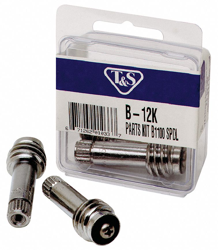 T&S Brass Spindle Parts Kit for Workboard Faucets, Fits Brand T&S Brass, Brass, Chrome Finish - B-12K