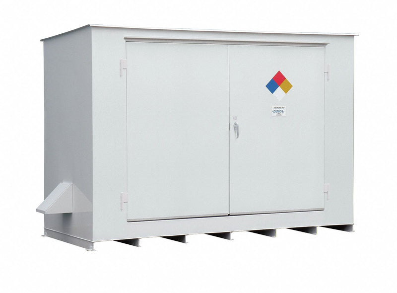 Denios 168 in x 70 in x 98 in Steel Storage Building with Noncombustible Fire Rating, White - N05-3030
