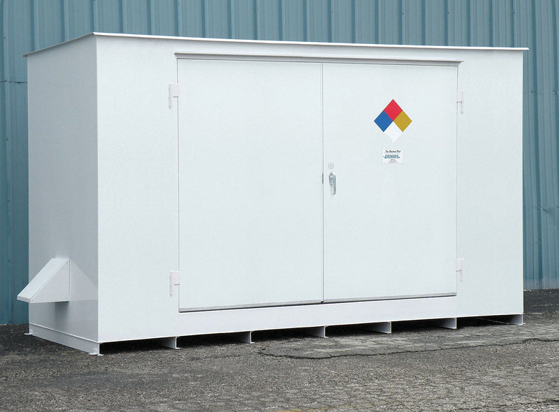 Denios 193 in x 70 in x 98 in Steel Storage Building with Noncombustible Fire Rating, White - N05-3035