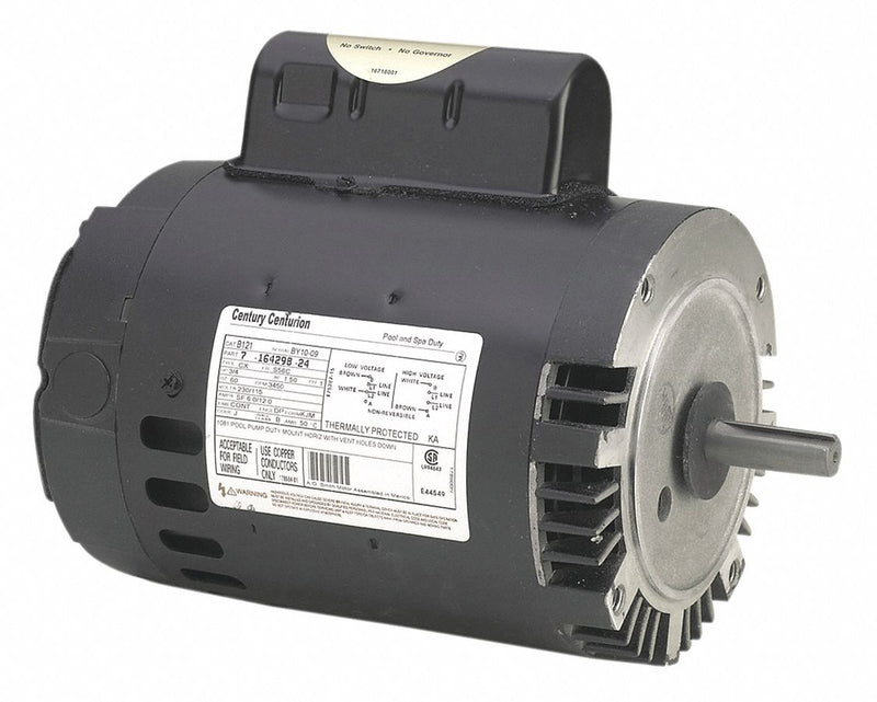 Century 1/2 HP Pool and Spa Pump Motor, Permanent Split Capacitor, 115/230V, 56J Frame - B126