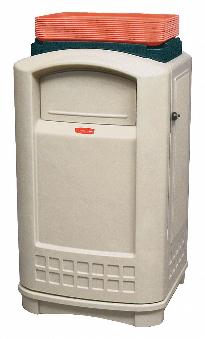 Rubbermaid 50 gal Rectangular Trash Can, Plastic, Beige - FG396300BEIG