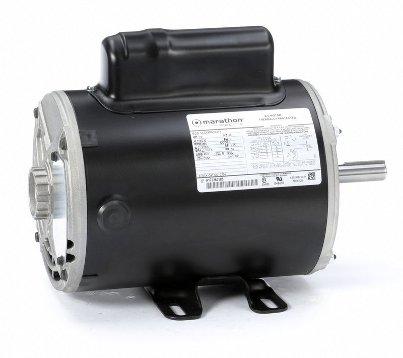 Marathon Motors 1 1/2 HP Commercial Duty Air Compressor Motor,Capacitor-Start,3450 Nameplate RPM,115/230 Voltage - 5KC49PN2521Y