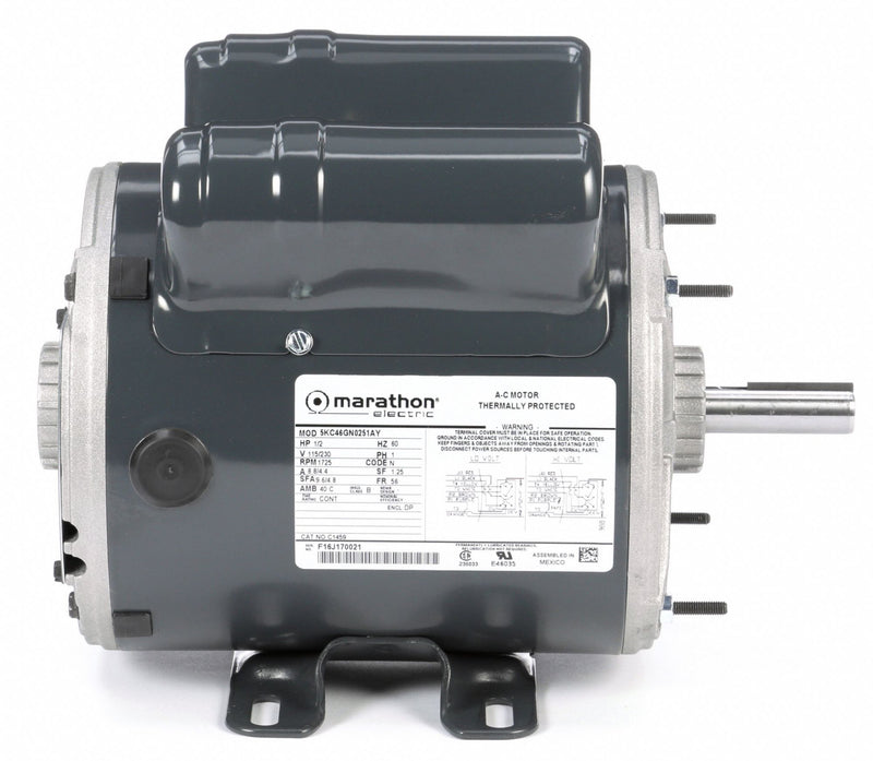 Marathon Motors 1/2 HP Instant Reverse Motor,Capacitor-Start,1725 Nameplate RPM,115/230 Voltage,Frame 56 - 5KC46GN0251Y